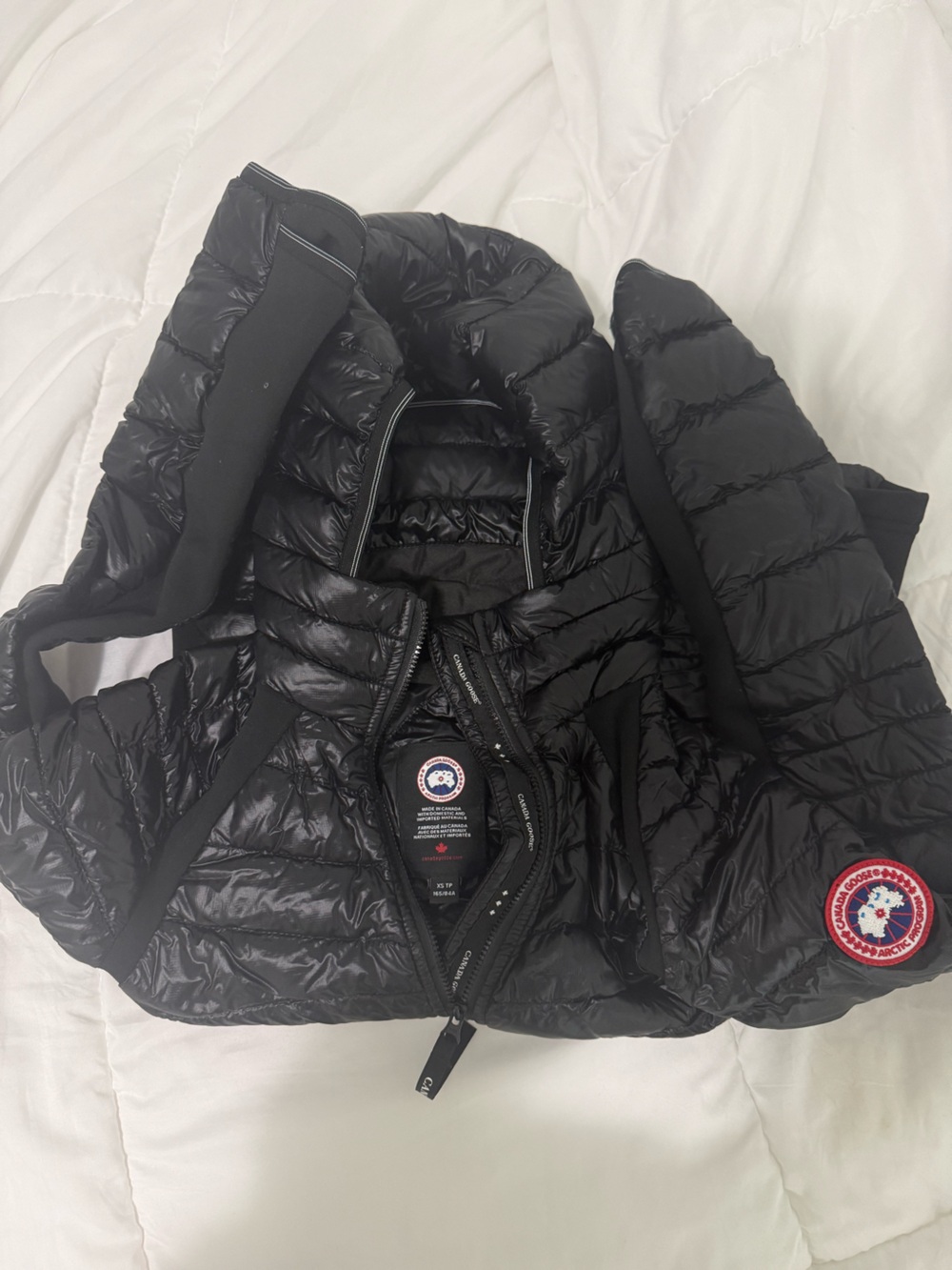 Canada Goose Black Gloss Quilted Down Jacket with Logo Patch